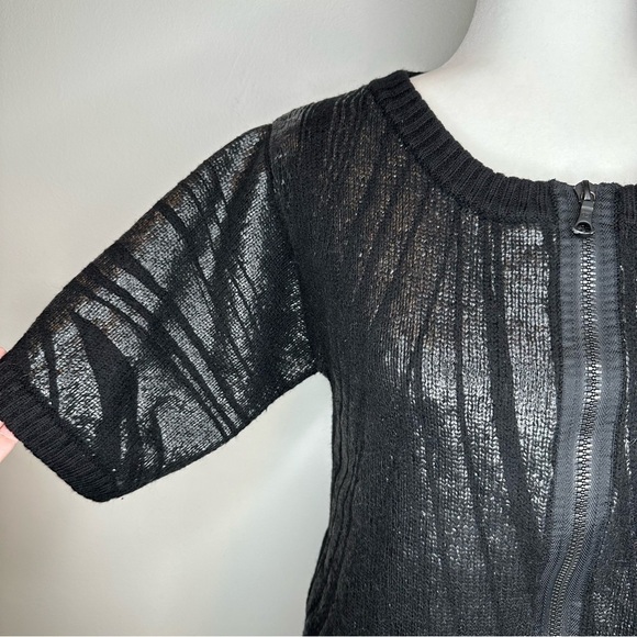 Diane Von Furstenberg Sweater Cardigan 100% Wool Zip Up Metallic Stripe Size S M - Picture 2 of 13